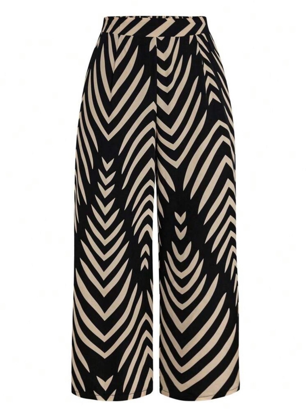 Wide-Leg Zebra Print Pants in Black and Cream - Picture 1 of 4